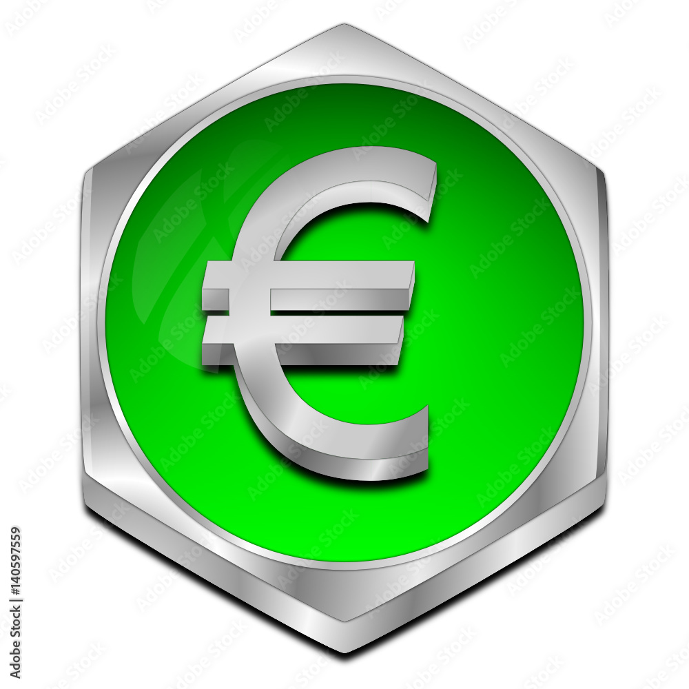 Button with Euro sign - 3D illustration Button with Euro sign - 3D illustration