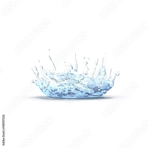 water splash like crown shape on white. 3D illustration