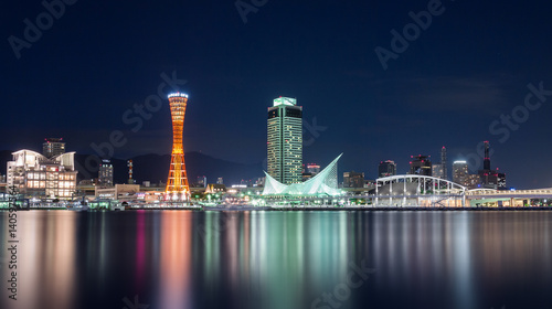 KOBE, JAPAN - NOVEMBER 4 : Port of Kobe in Kobe, Japan on November 4, 2015. A Japanese maritime port in Kobe, Hyogo in the greater Osaka area, backgrounded by the Hanshin Industrial Region