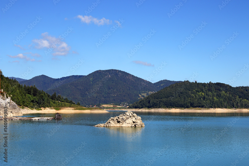 Zaovine lake on Tara mountain nature landscape Zaovine lake on Tara mountain nature landscape