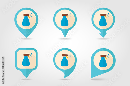 Spray bottle, pulverizer, sprayer pin map icon