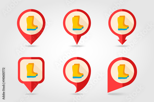 Rubber boots, gumboots, wellies pin map icon