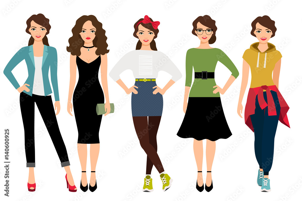 Obraz premium Women fashion styles illustration