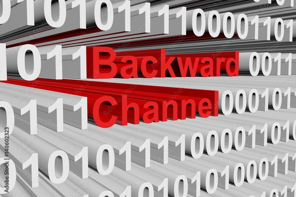 Backward channel in the form of binary code, 3D illustration