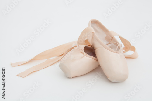 pointes on a white background, ballerina flats on a white background