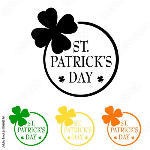 Icono plano St. Patrick's Day con trebol tallo circulo varios colores