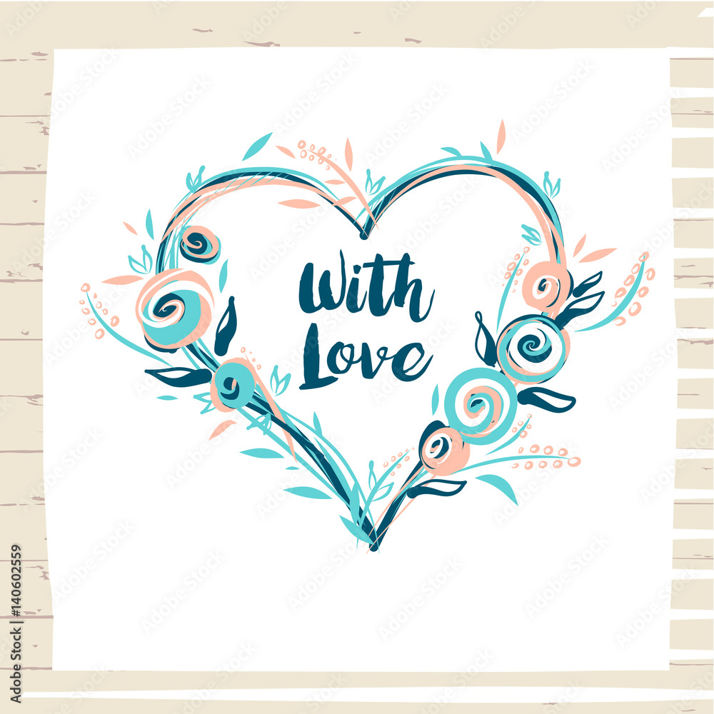 Love greeting card design with stylish text Vector Image