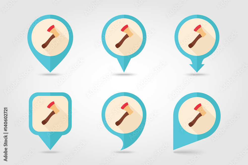 Axe, ax, hatchet flat vector pin map icon