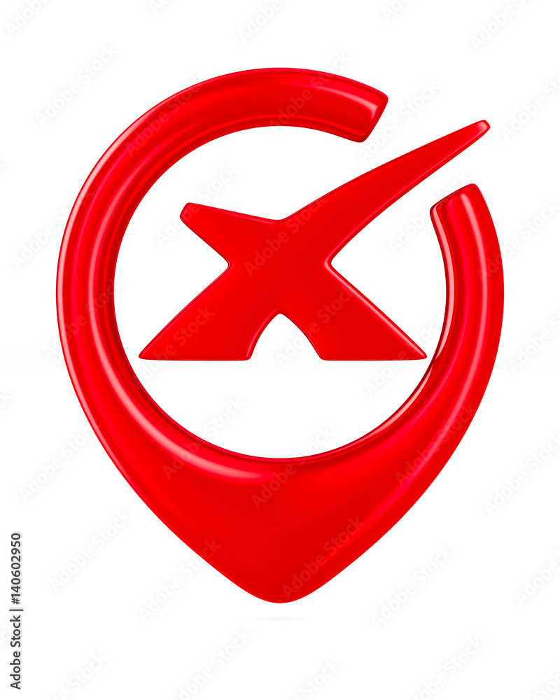 Fototapeta premium Red marker on white background. Isolated 3D image