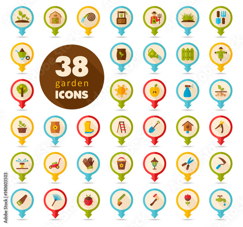 Garden Farm flat vector pin map icon