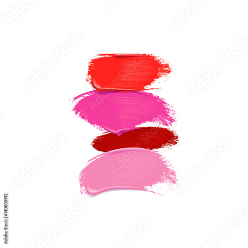 Collection of lipstick smears on white background