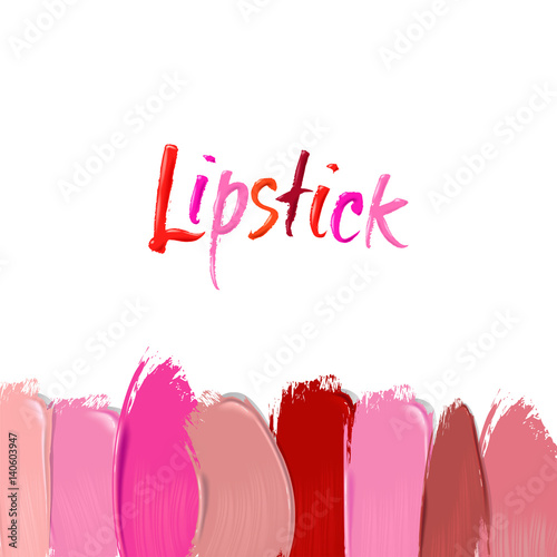 Collection of lipstick smears on white background