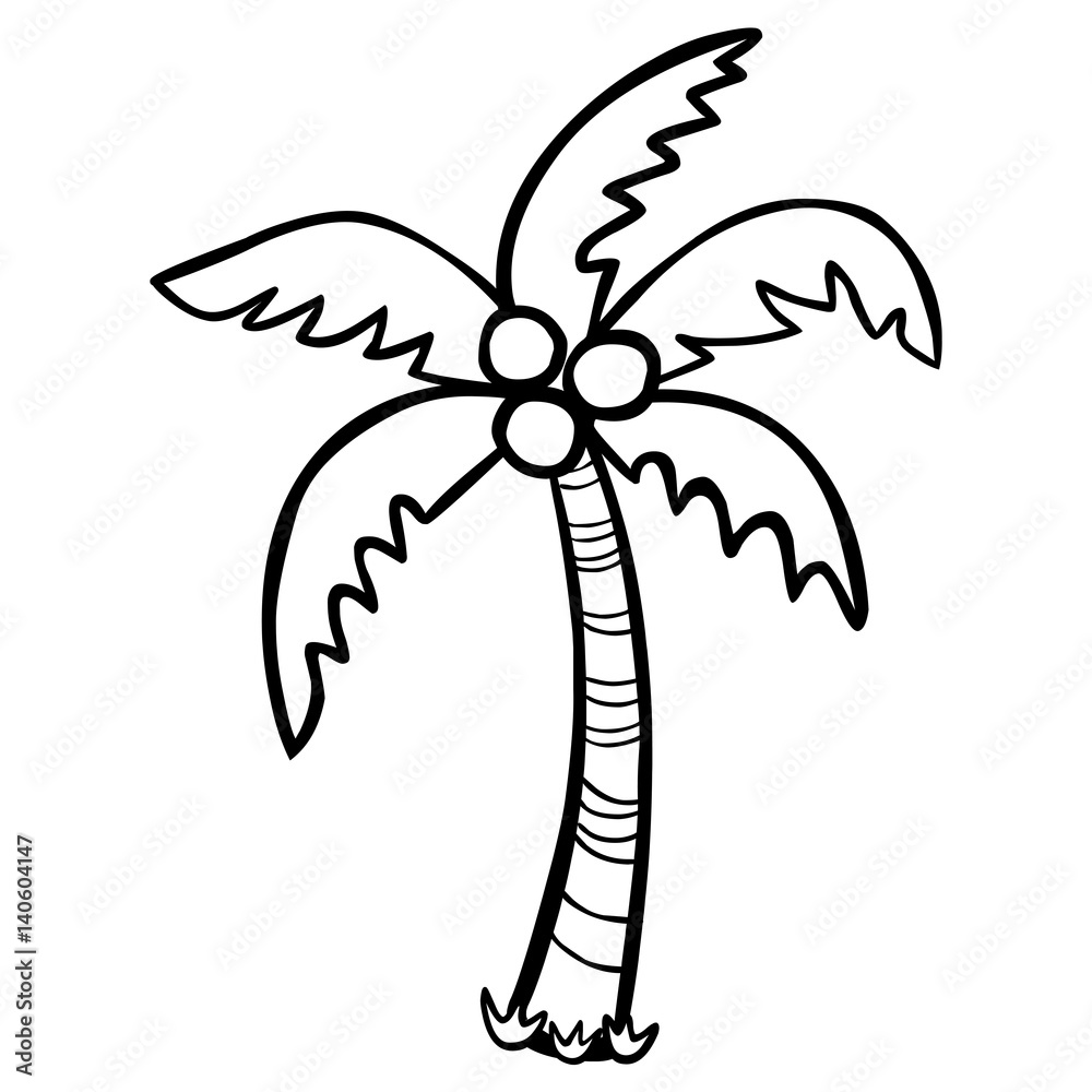 Naklejka premium Schwarz-weiß Zeichnung Palme / Vektor, freigestellt