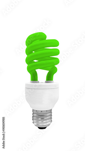 Green Fluorescent Light Bulb with clipping path