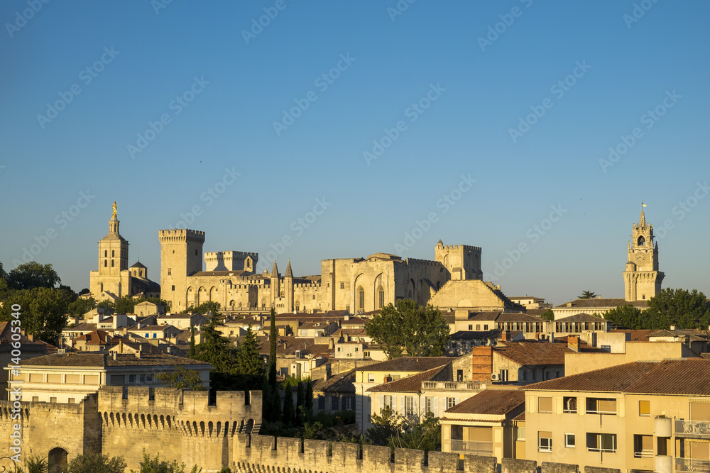 Exterior of Palais des Papes, UNESCO World Heritage Site, and church, Avignon, Vaucluse, Provence, France, Europe