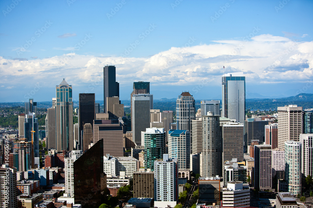 View from Space Needle, Southeast to Financial district of Seattle