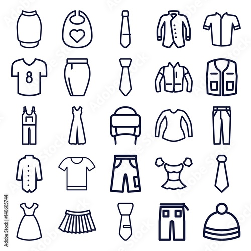 Set of 25 apparel outline icons
