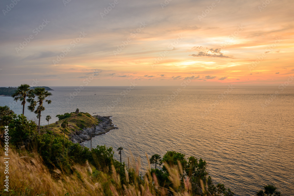 Promthep cape, the iconic place to see sunset at Phuket, Thailand
