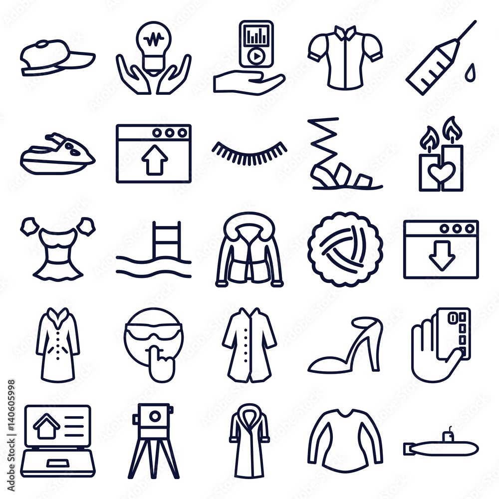 Set of 25 drawn outline icons Set of 25 drawn outline icons