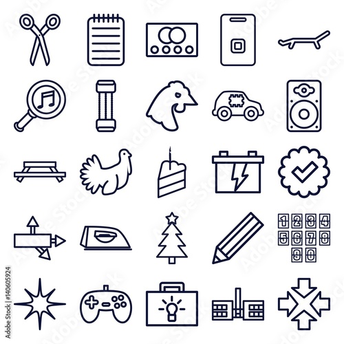 Set of 25 isolated outline icons