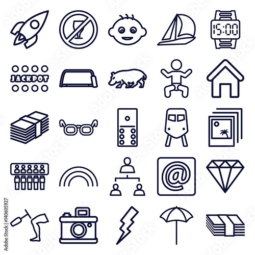 Set of 25 image outline icons