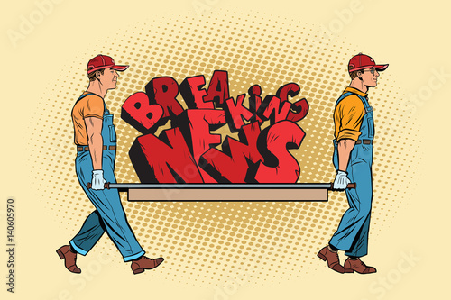 Breaking news workers carry on a stretcher