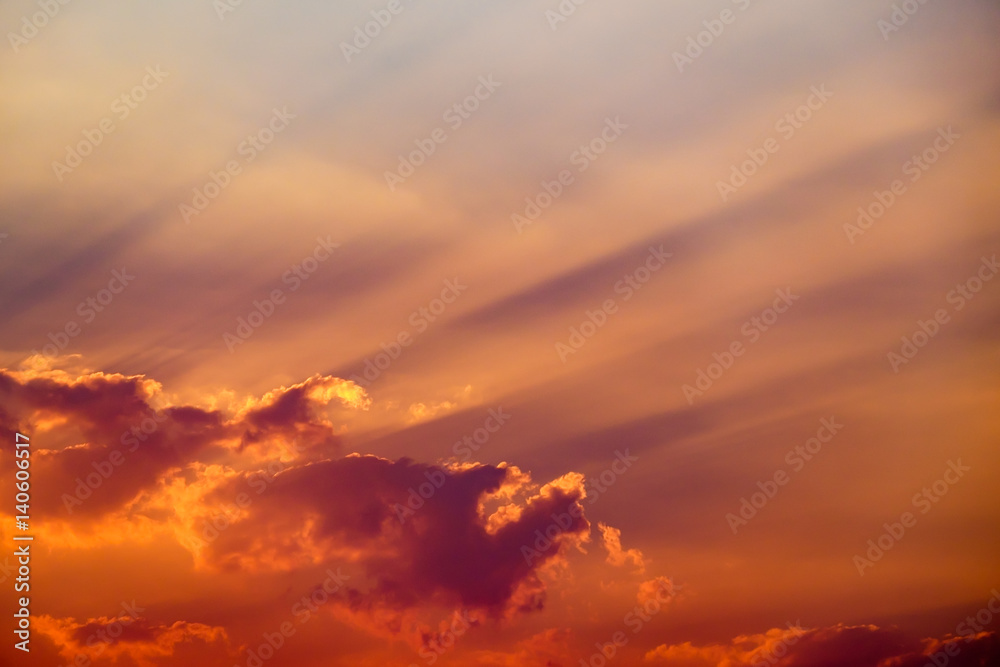 twilight sky and sun light ray for background backdrop use