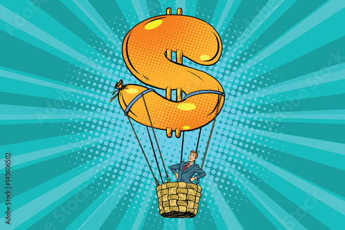 businessman in a hot air balloon dollar