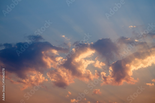 twilight sky and sun light ray for background backdrop use