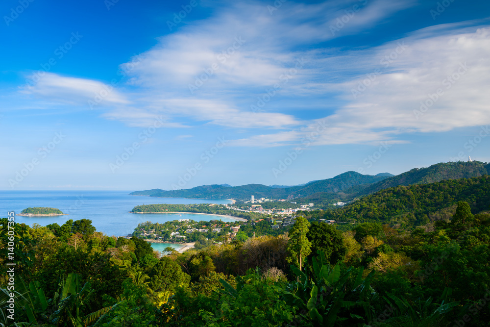 Landscape of Phuket View Point, Karon Beach and  Kata Beach and Patong Beach