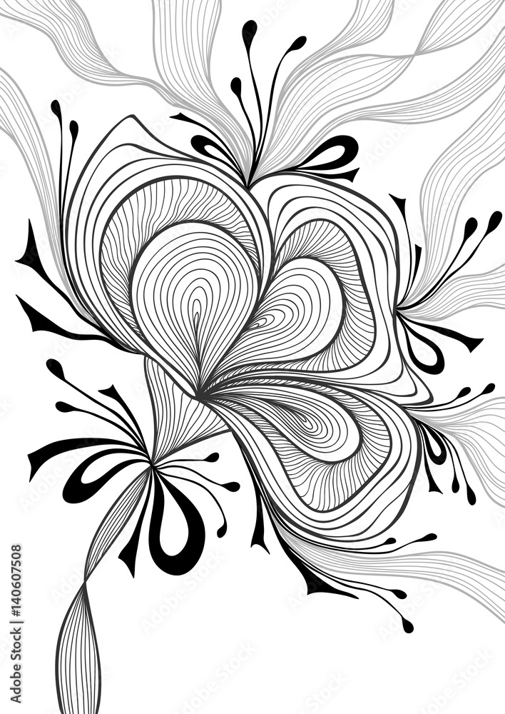 Beautiful abstract background with lace flower bows black on white