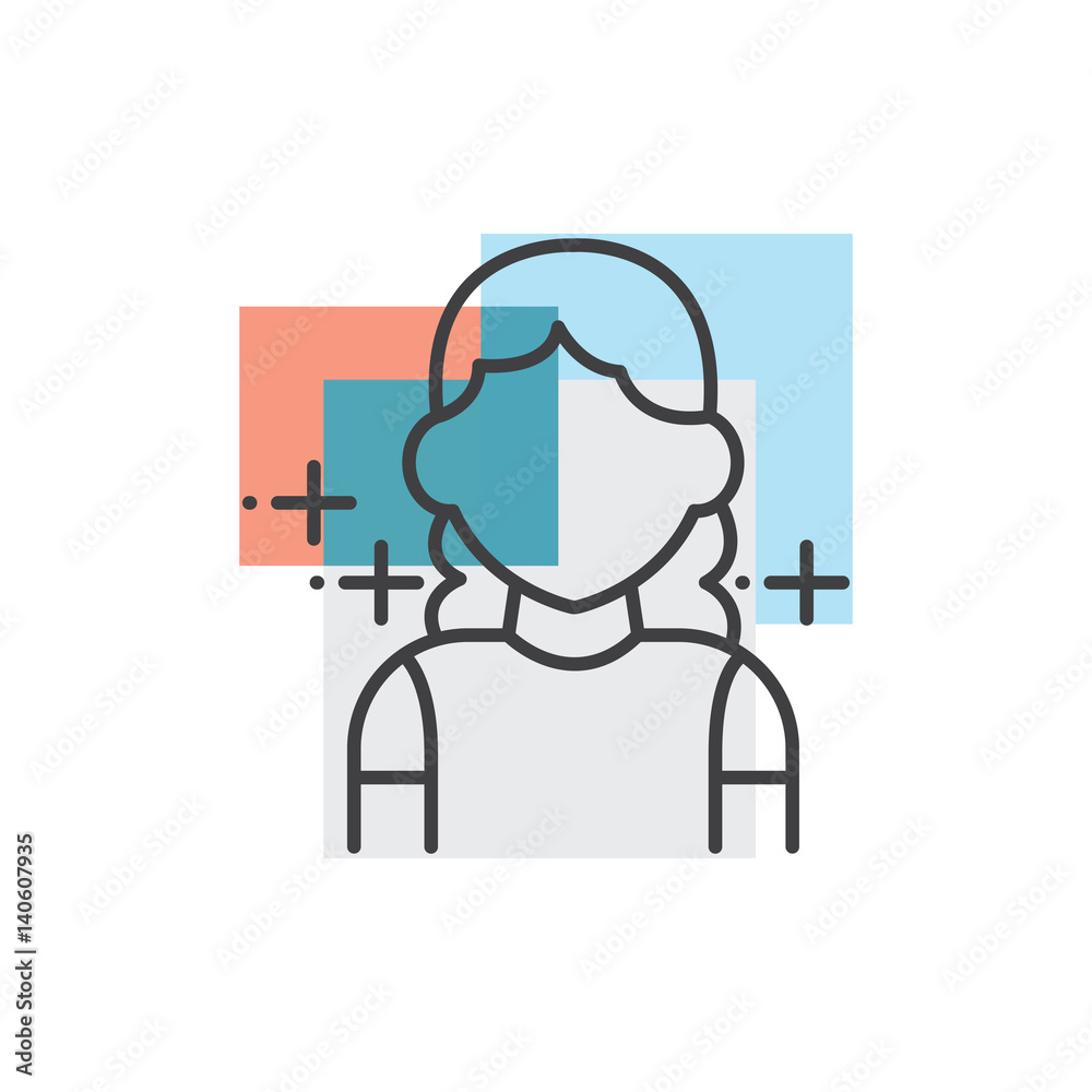 Woman, human avatars icon 3 color