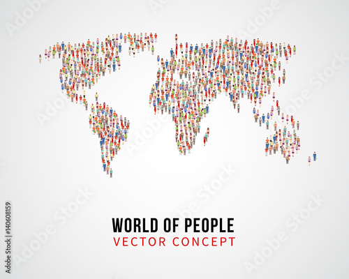 People global connection, earth population on world map vector concept