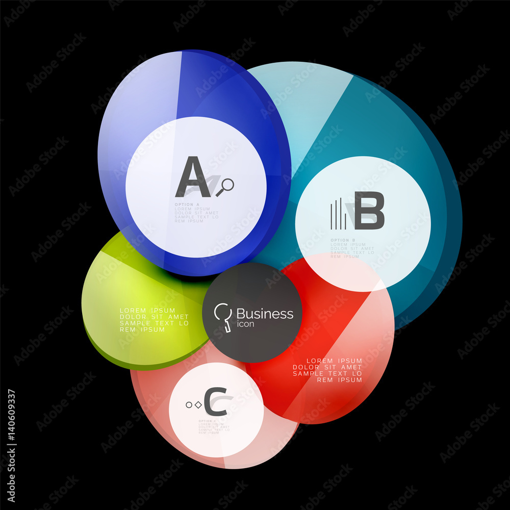 Glossy glass circle banner design template