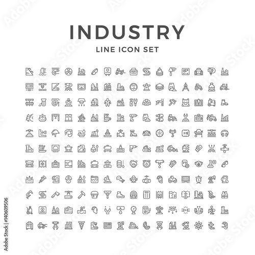 Set line icons of industry photo