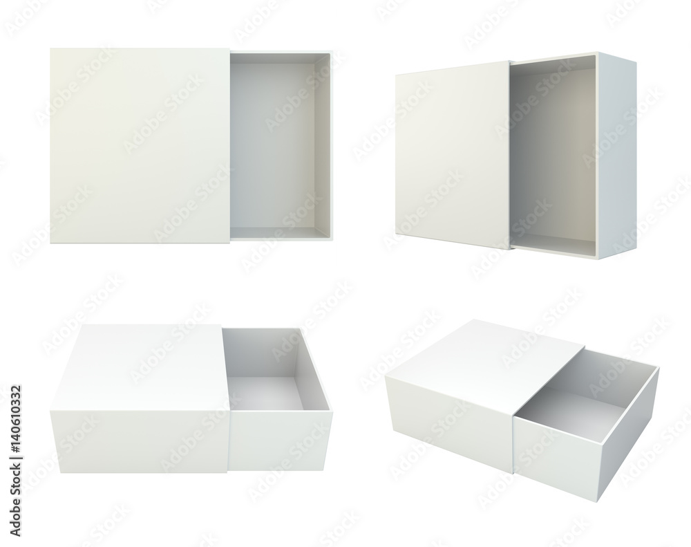 Blank set open box isolated on white background. 3d rendering Blank set open box isolated on white background. 3d rendering