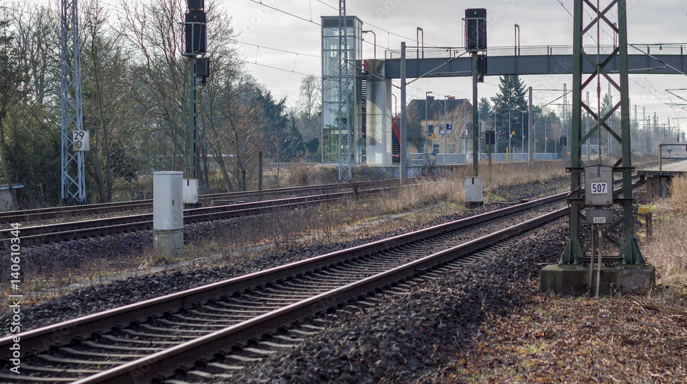 railroad station with crosswalk