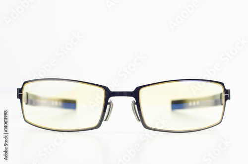 Modern Computer Gaming Glasses On White Background