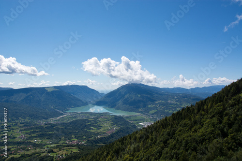 Vista del lago di Santa Croce in Alpago,Belluno,Italia photo