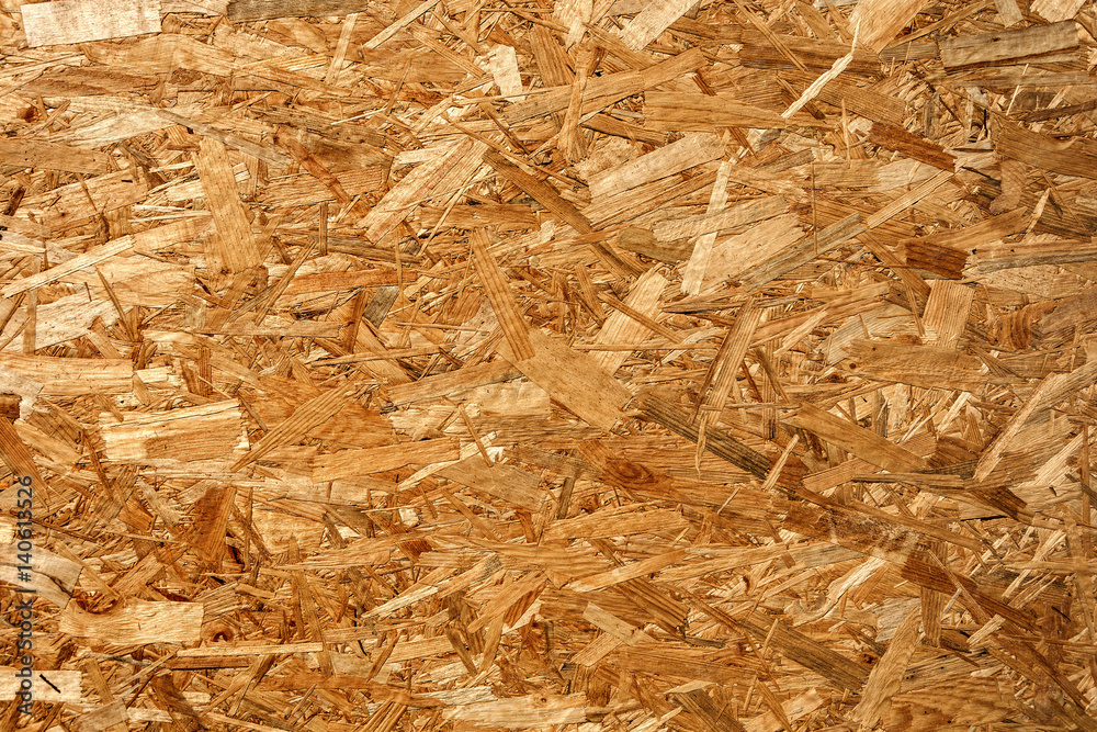 OSB wood particles in the yellow shade