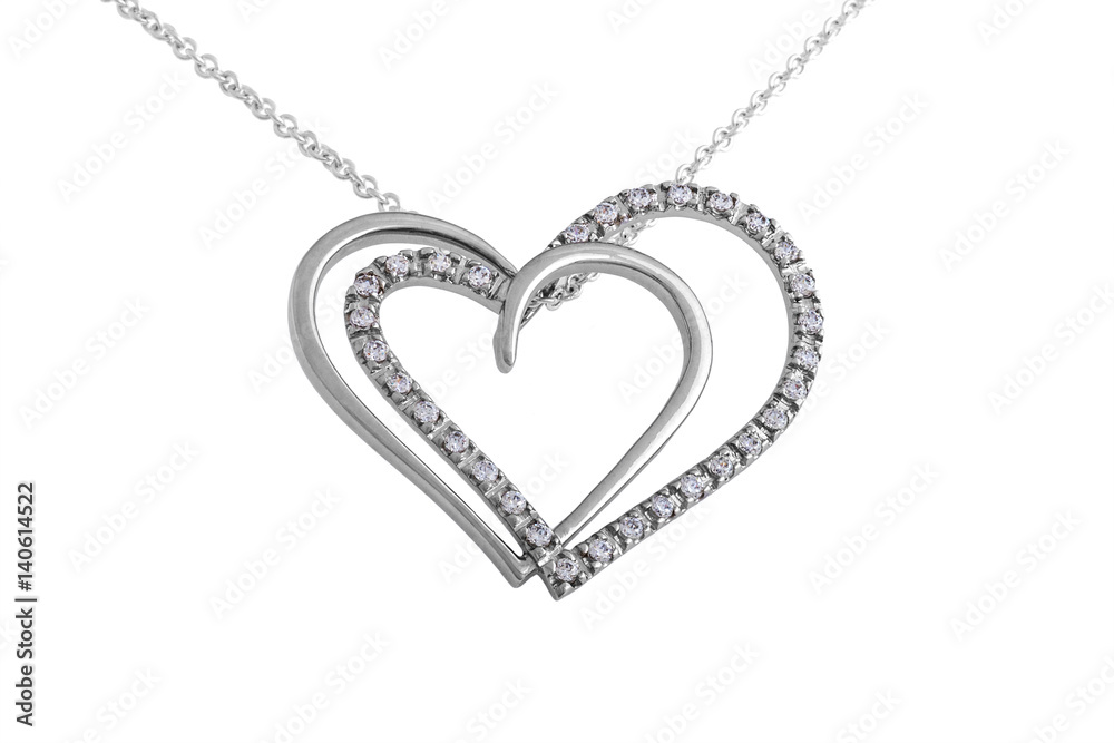 Silver hearts pendant, necklace