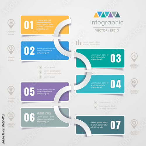 Infographics design template with icons, process diagram, vector eps10 illustration © amornism