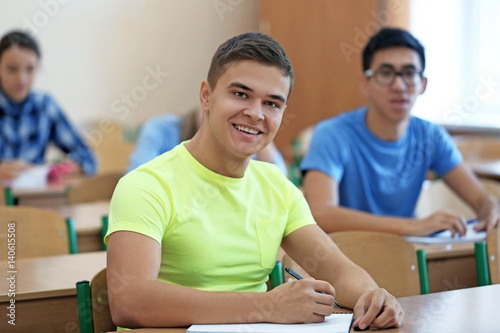 Student with group of class...