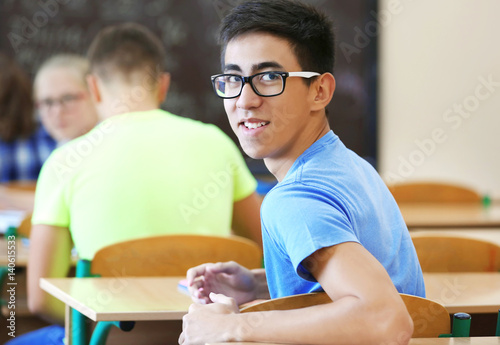 Student with group of class...