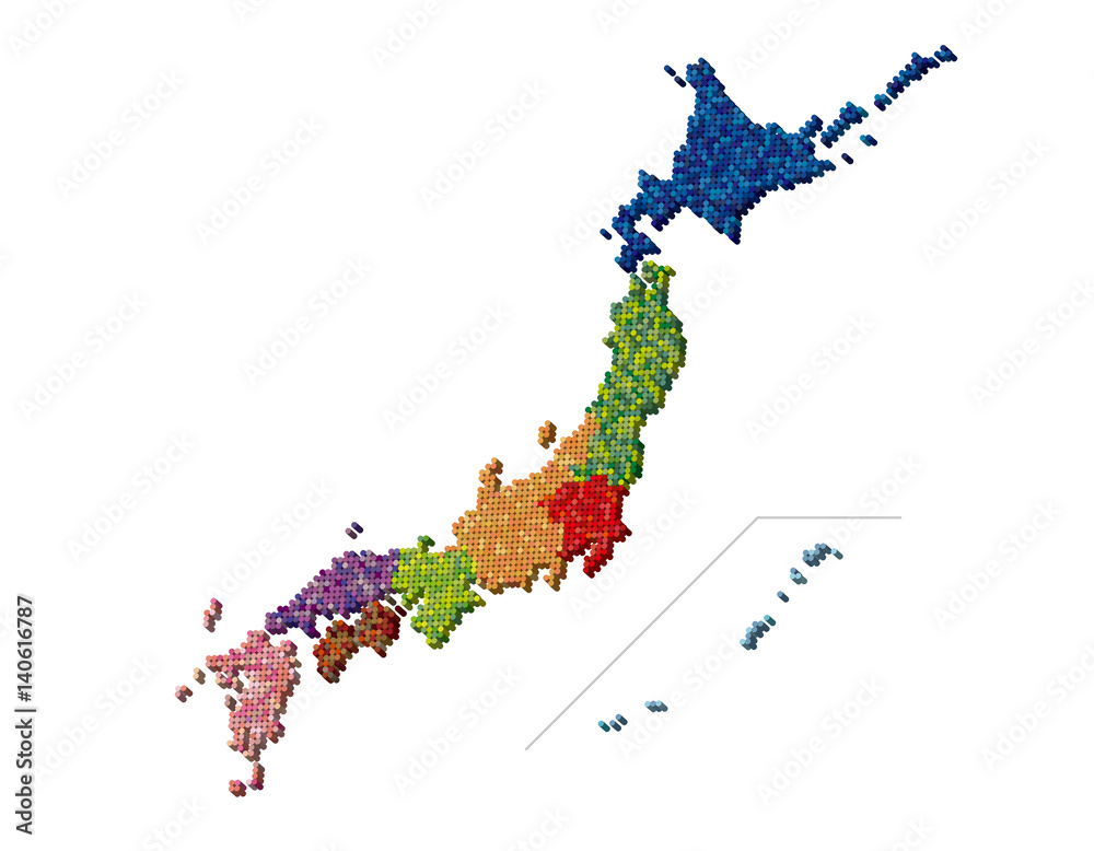 Obraz premium 日本地図 立体