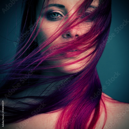 dramatic portrait attractive girl with red hair