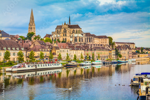 Historic town of Auxerre with Yonne river, Burgundy, France