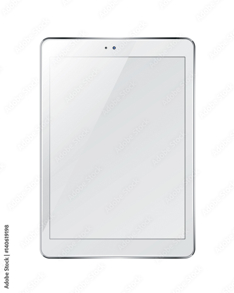 Realistic tablet pc computer with blank screen isolated on white background. 3D illustration. Realistic tablet pc computer with blank screen isolated on white background. 3D illustration.