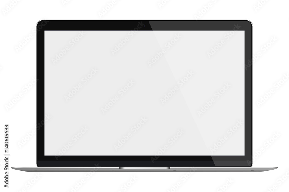 Modern glossy laptop with blank screen isolated on white background. 3D Illustration. Modern glossy laptop with blank screen isolated on white background. 3D Illustration.