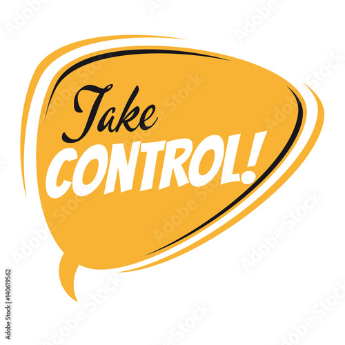 take control retro speech bubble